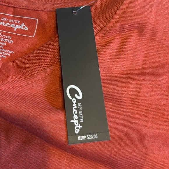 NWT Grey Matter Concepts orange salmon color T-shirt with neck 60% cotton - Picture 6 of 7